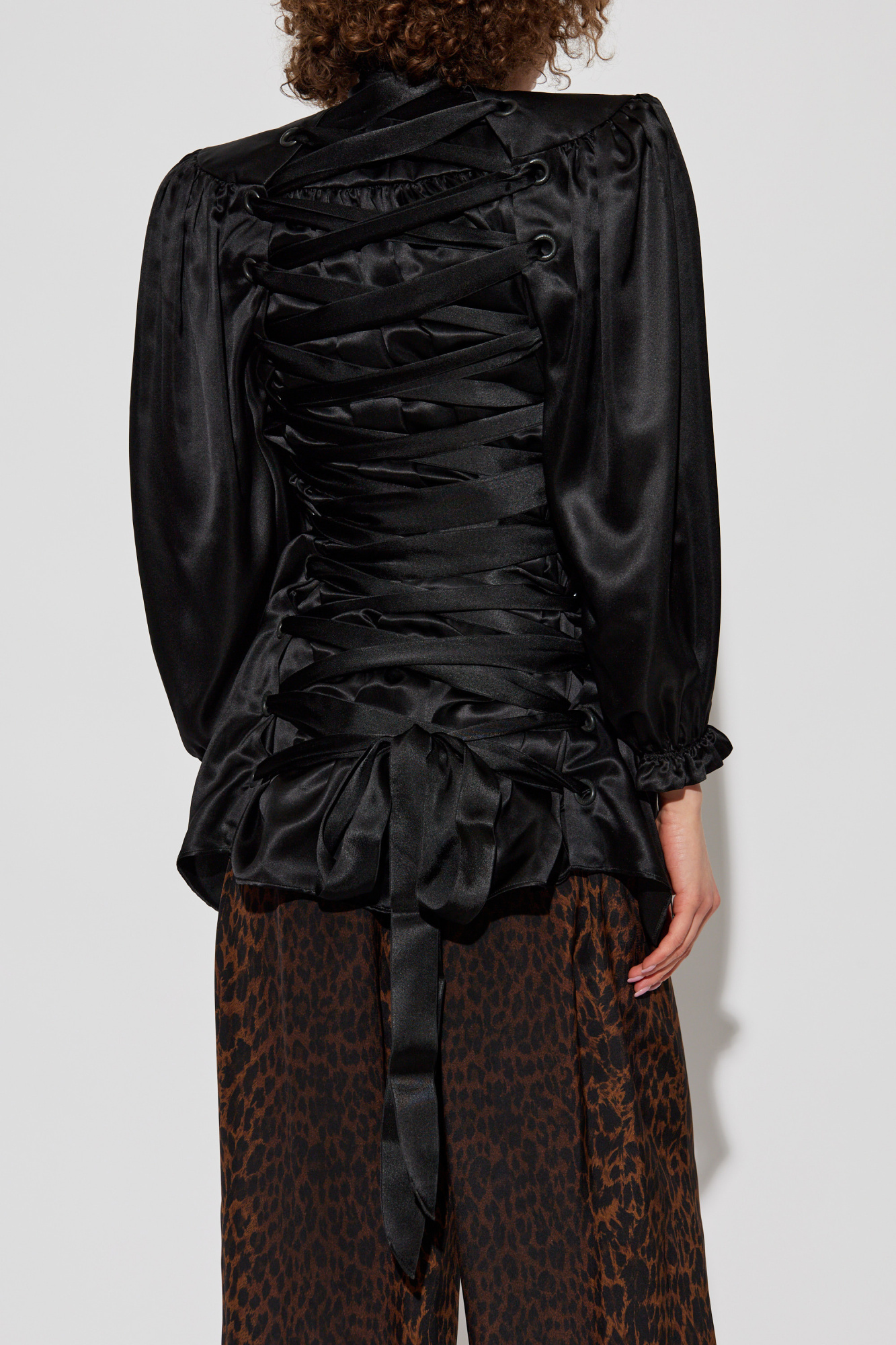 Black Silk shirt with decorative tie at neckline Balenciaga